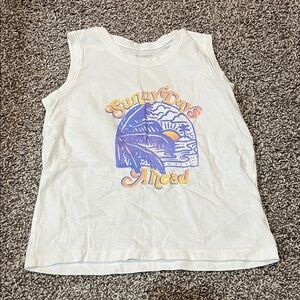 Old Navy Kids White Tank Top with Colorful Graphic